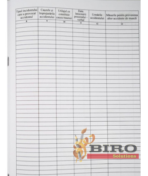 Registru de evidenta a accidentelor de munca